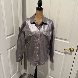New With Tags Gianni Bini Shimmering Silver Jacket Top